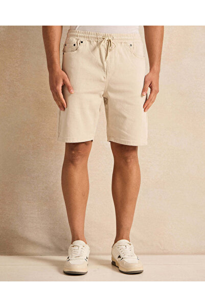 REDTAG Men Beige Denim Shorts