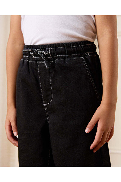 REDTAG Boys Black Stretch Denim Shorts