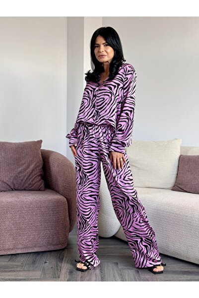 RAMONA BADESCU EXCLUSIVE Costum satinat cu imprimeu zebra