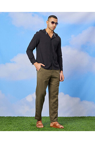 REDTAG Men Green Relax Fit Trousers