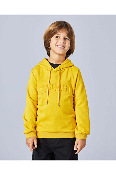 REDTAG Boys Mustard Hooded Sweatshirt