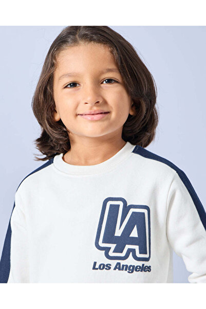 REDTAG Boys White Printed Sweatshirt