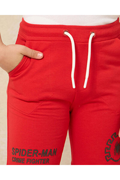 REDTAG Boys Red Spiderman Print Shorts