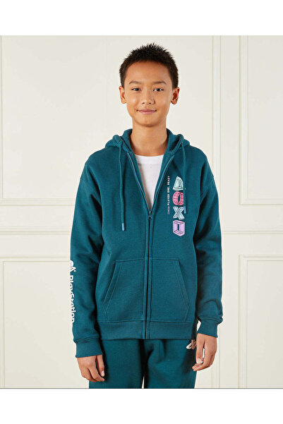 REDTAG Senior Boys Green PlayStation Hooded Sweatshirt