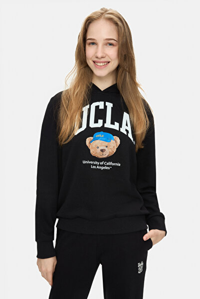 UCLA Γυναικείο φούτερ MAIA Black με κουκούλα με τύπωμα Loose Fit