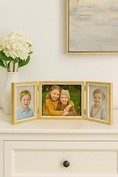 Arma House Doğal Ahşap Üçlü Dekoratif Fotoğraf Çerçevesi 20*15 -17*12 cm (2)