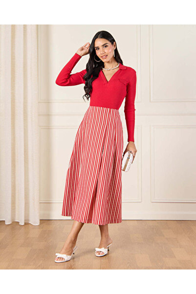 REDTAG Women Red Striped Skirt