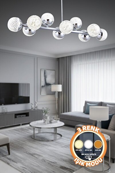 ŞL Şef Light Modern Tasarım Krom 10'lü 3 Renk Işık (Beyaz Işık -Sarı Işık - G...