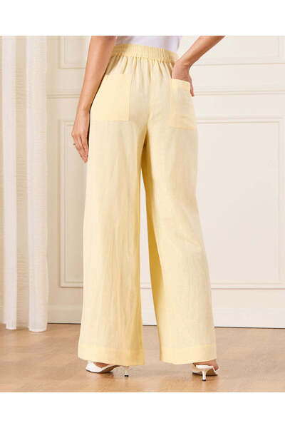 REDTAG Women Yellow Super Wide Linen Blend Trouser