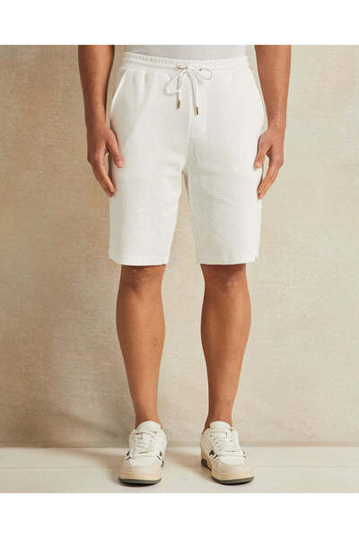 REDTAG Men White Jacquard Shorts