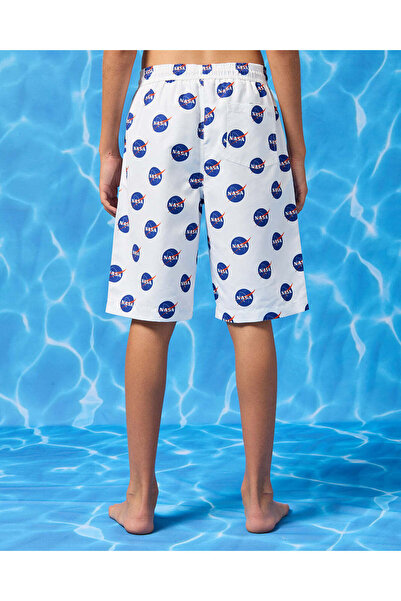 REDTAG Senior Boys White Nasa Print Swim Shorts
