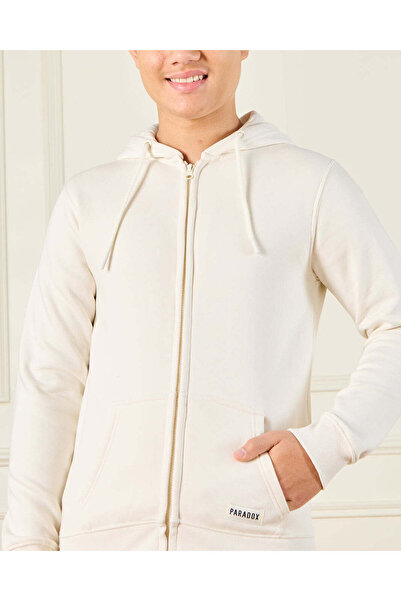 REDTAG Senior Boys Ivory Zip Thru Sweatshirt