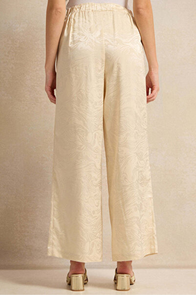 REDTAG Women Beige Jacquard Wide Leg Pants