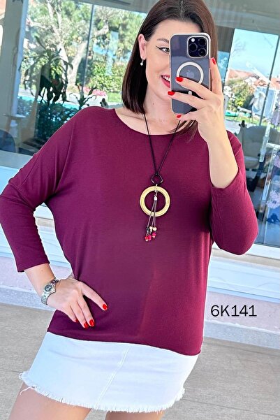 İnce Topuk Knitwear Blouse with Necklace Gift 6K141
