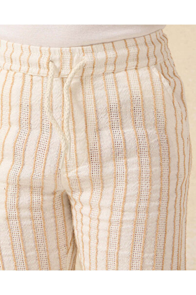 REDTAG Boys Cream Striped Dobby Pull on Shorts