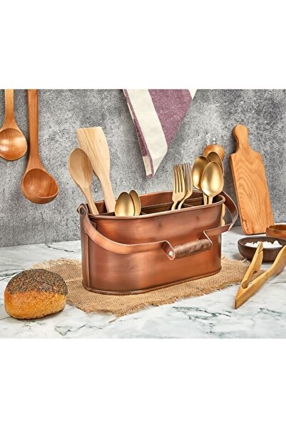 RİVO HOME DECOR Wooden Handle Metal Spoon Rest 28 cm