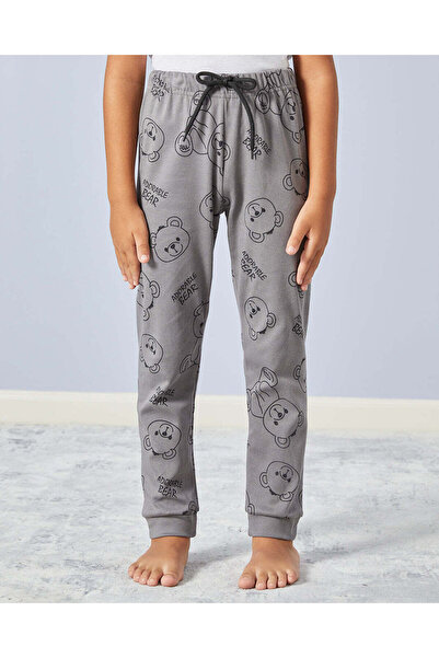 REDTAG Boys Grey Bear Print Pyjama Set (2 Piece)