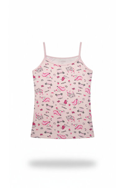 TRİYA FASHİON Girl's Tank Top with String Straps, 4-Piece Embroidered Tank Top (Mixed Colors)