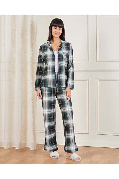 REDTAG Women Green And White Checkered Pyjama Set (2 Piece)