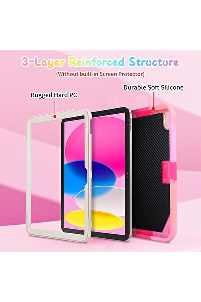 Coolden Θήκη iPad Gen11/10/9 – Αντικραδασμική, με βάση για πεταλούδες, ροζ