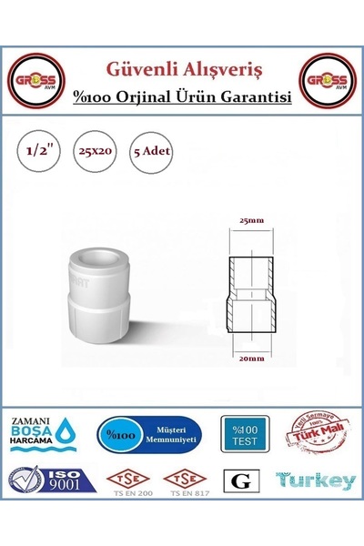 FIRAT PPRC Redüksiyon - 25x20mm - 5 Adet
