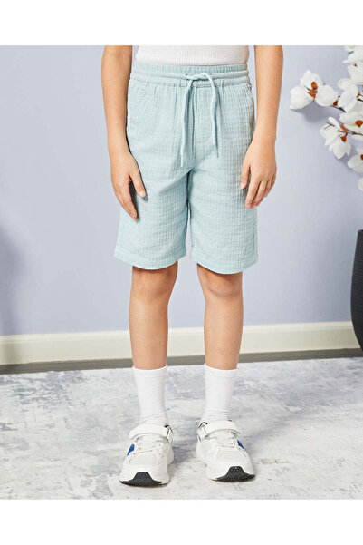 REDTAG Boys Teal Textured Shorts
