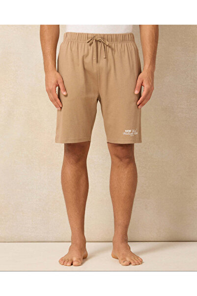 REDTAG Men Beige New York Print Pyjama Set (2 Piece)