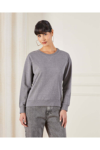 REDTAG Women Charcoal Plain Active Sweatshirt