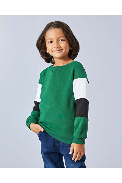 REDTAG Boys Green Long Sleeved Sweatshirt