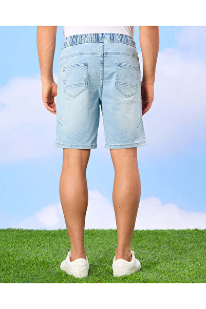 REDTAG Men Blue Denim Shorts
