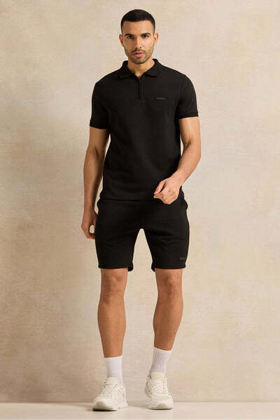 REDTAG Men Black Jacquard Active Shorts