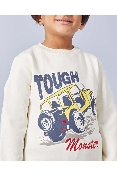 REDTAG Boys Ivory Printed Sweatshirt