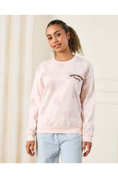 REDTAG Senior Girls Beige Drop Shoulder Sweatshirt