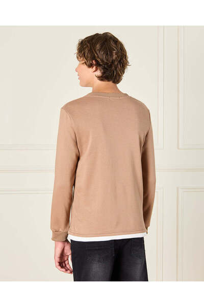 REDTAG Senior Boys Beige Long Sleeved Sweatshirt
