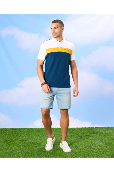 REDTAG Men Blue Denim Shorts