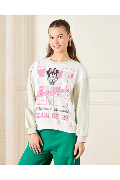 REDTAG Senior Girls White Minnie Printed Sweatshirt
