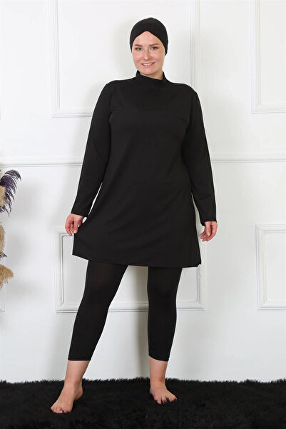 alfa expres Clothing Full Coverage Plus Size Black Swimsuit