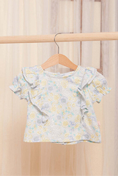 REDTAG Infant Girls Blue Floral Print Set (2 Piece)