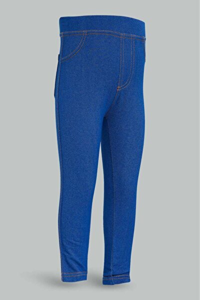 REDTAG Infant Girls Navy Plain Knitted Jegging