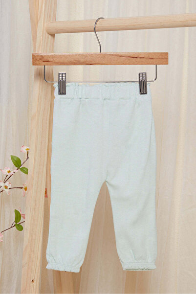 REDTAG Infant Girls Green Solid Waffle Knit Trousers