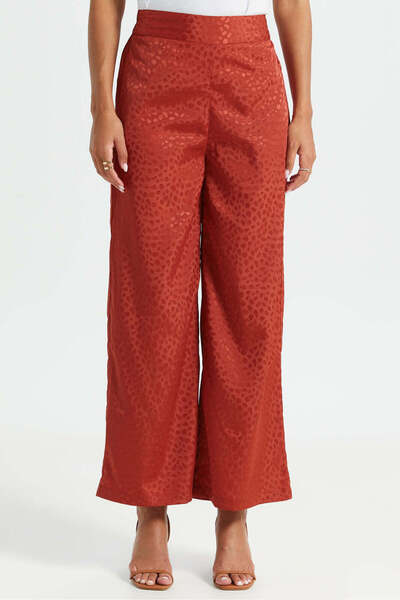 REDTAG Women Red Jacquard Trousers