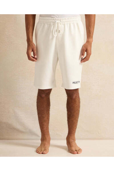 REDTAG Men White Embellished Lounge Shorts