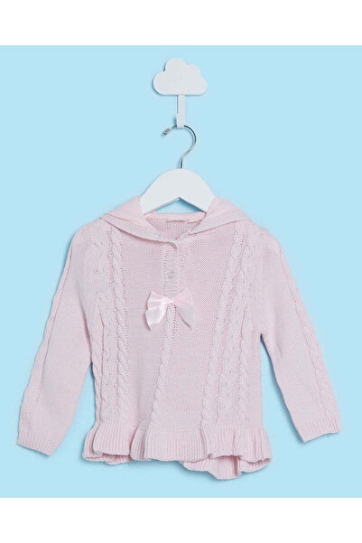 REDTAG Infant Girls Pink Hooded Knitted Set (2 Piece)