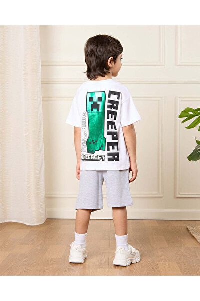 REDTAG Boys Beige Minecraft Print Set (2 Piece)