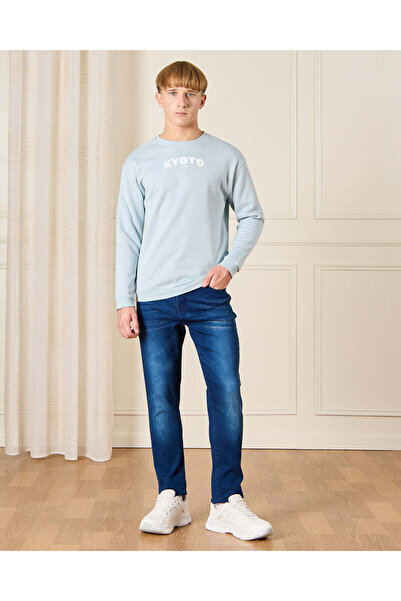 REDTAG Senior Boys Blue Kyoto Print Sweatshirt