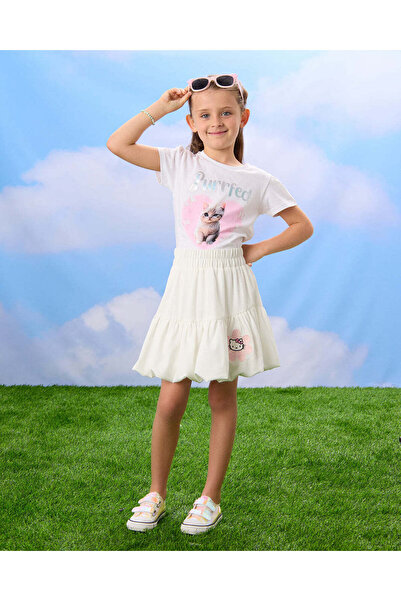 REDTAG Girls White Hello Kitty Balloon Skirt