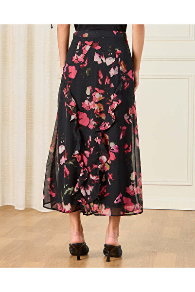 REDTAG Women Black Printed High Waist Skirt