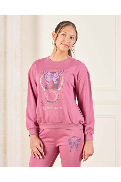 REDTAG Senior Girls Pink Drop Shoulder Sweatshirt