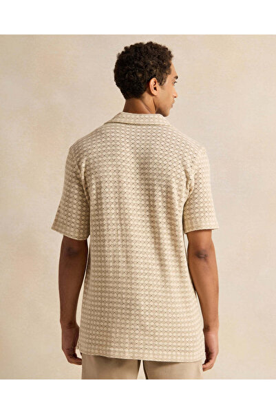 REDTAG Men Beige Jacquard Casual Shirt