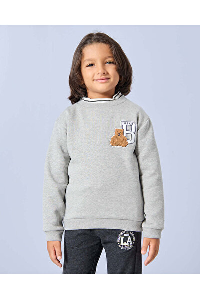 REDTAG Boys Grey Embellished Sweatshirt